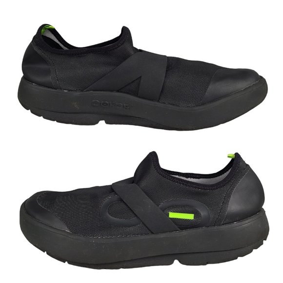 OOFOS Men's OOmg Fibre Low Shoe 12 EU 45 Black Stretch Recovery Comfort Washable - Picture 4 of 8